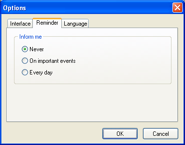 Screenshot - Options - Reminder (alerts) - Your Ovulation Calculator