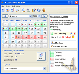 JX Ovulation Calendar 2.3.264 screenshot